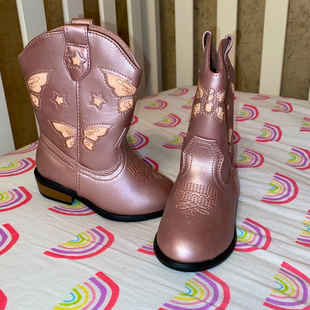 Toddler size 5 butterfly cowgirl boots
